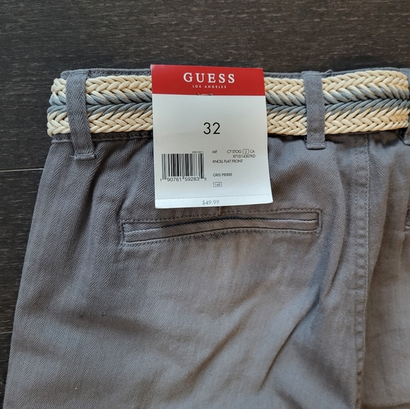 Guess Knoll Flat Front Gris Pierre Short W/Belt - Picture 7 of 9